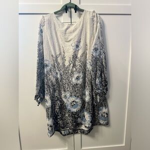 Roller Rabbit Larou Raizia Dress Lined Pockets Floral Print Cotton Large L India